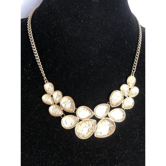 Designer Inspired Champagne Yellow Lucite Bead Statement Necklace, Casual 19” - Picture 5 of 5